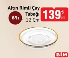COLORİNA ALTIN RİMLİ ÇAY TABAĞI 12 CM 6'LI